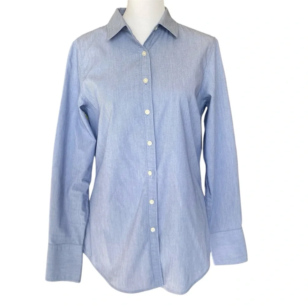 Banana Republic Riley Office, Casual, Minimalist Button-Down Dress Shirt Blue 6 - Picture 1 of 11